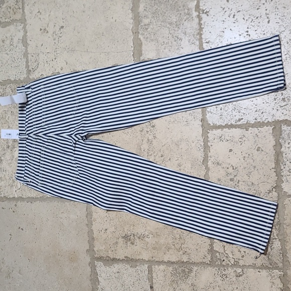 Current/Elliott The Cropped Lexton Pant Blue Stripe Zippered Ankle Size 24 - Picture 6 of 10